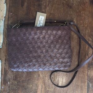 NWT Madewell Chocolate Raisin Weave The Puff Crossbody Bag